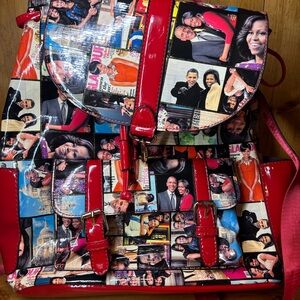 Red and Multicolor Women's BackpackPresident Barrack and Michelle Ibama backpack